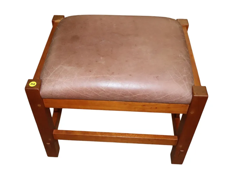 Stickley cherry leather slatted side footstool from auction in Logan Township, New Jersey