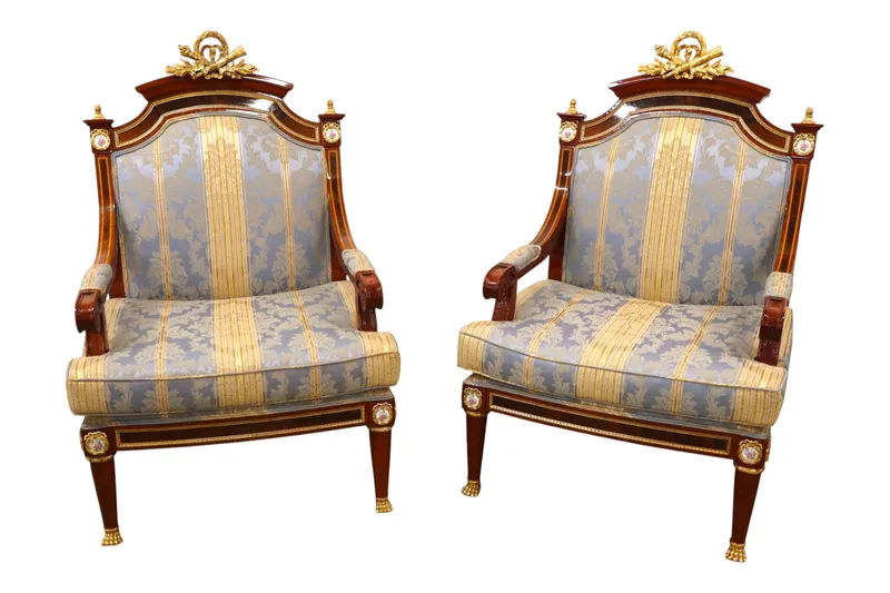 Mariner 1893 Louis Revival Pair Oversized Armchairs from auction in Logan Township, New Jersey