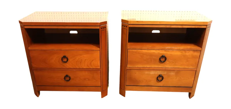 Pr Stickley Cherry 2 Drawer Nightstands Ebony from auction in Logan Township, New Jersey