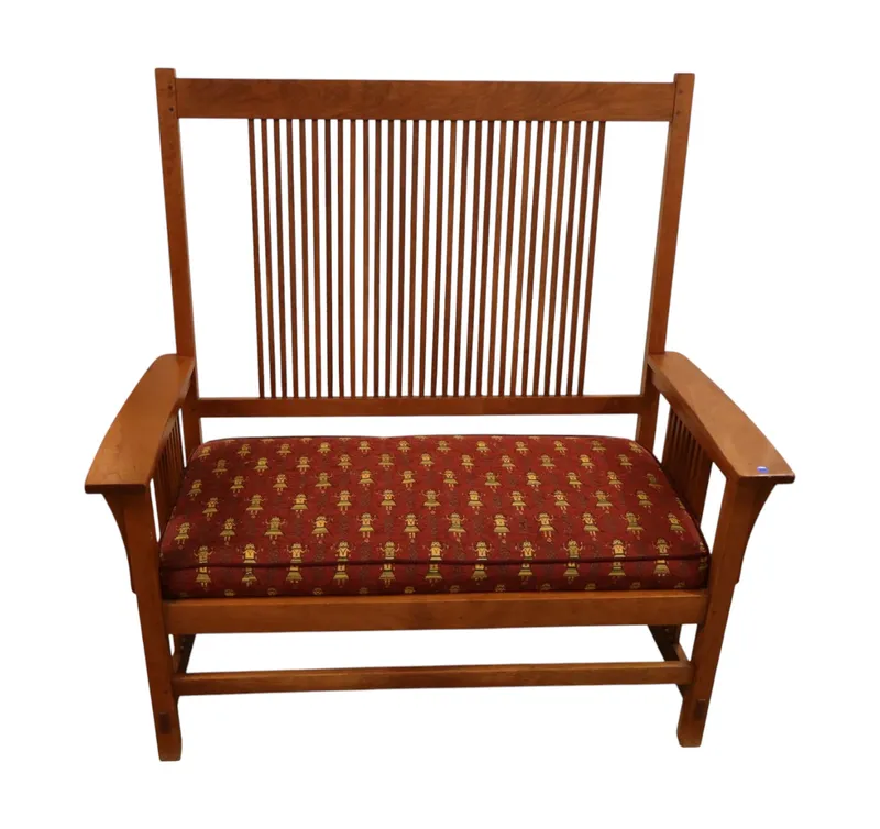 Stickley Cherry High Back Slatted Settee Orig from auction in Logan Township, New Jersey
