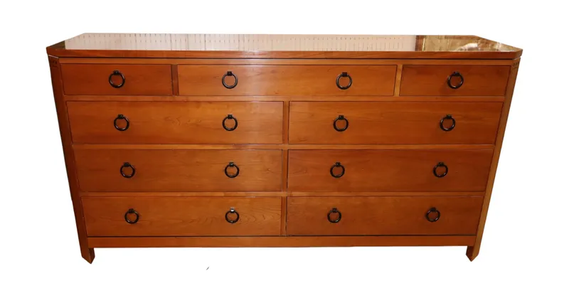 Stickley Cherry 9 Drawer Low Chest Ebony Inlay from auction in Logan Township, New Jersey