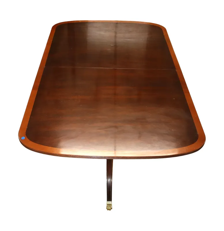 Stickley Burl Mah Banded Dining Table 2 Leaves from auction in Logan Township, New Jersey