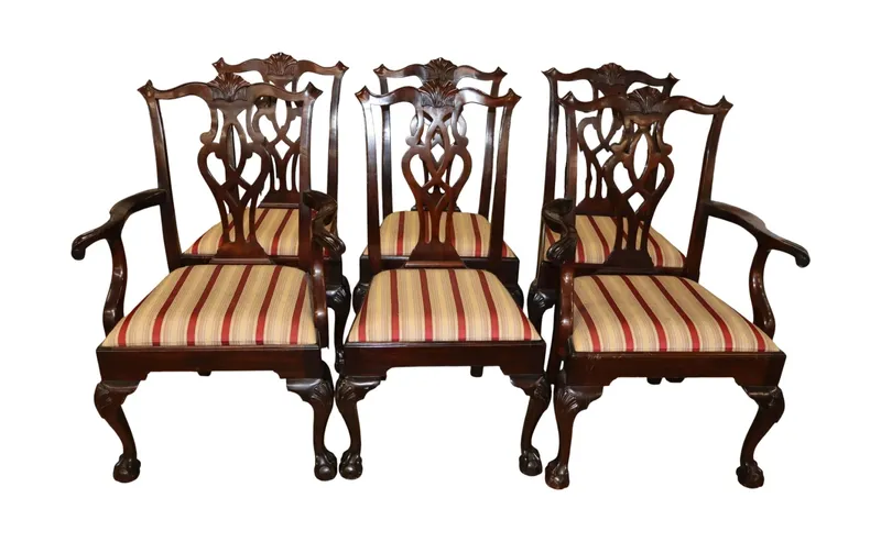 Stickley 6 Mahogany Chippendale Ball Claw Chairs from auction in Logan Township, New Jersey
