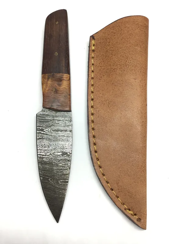 Damascus skinning knife from auction in Springfield, Missouri