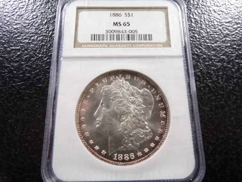 1886 NGC MS65 HIGH GRADE MORGAN SILVER DOLLAR from auction in Englewood, Ohio
