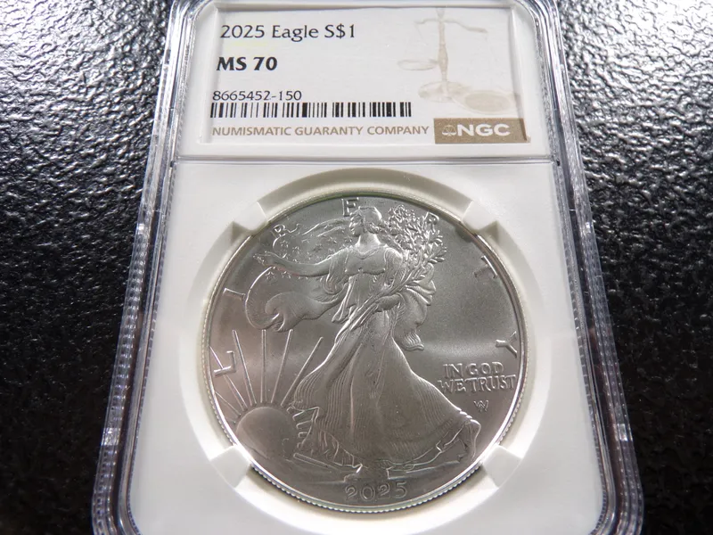 2025 NGC MS70 AMERICAN SILVER EAGLE DOLLAR from auction in Englewood, Ohio