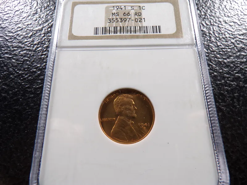 1941-S NGC MS66RD LINCOLN WHEAT CENT from auction in Englewood, Ohio