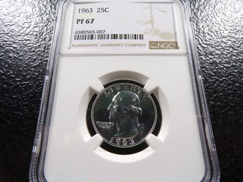 1963 NGC PF67 WASHINGTON SILVER PROOF QUARTER from auction in Englewood, Ohio