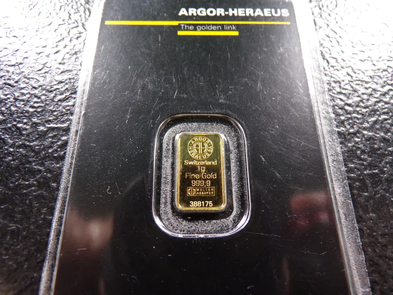 ARGOR-HERAEUS 1 GRAM 999.9 FINE GOLD BAR from auction in Englewood, Ohio