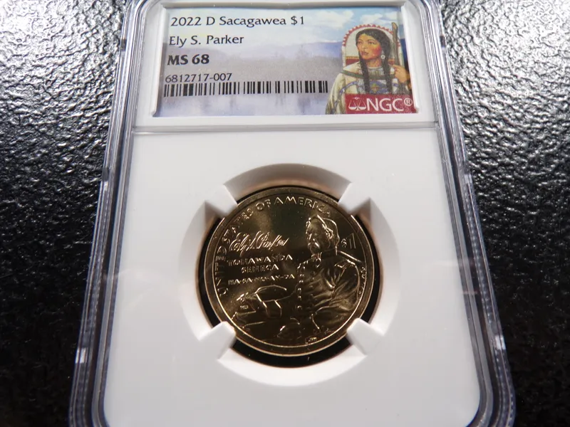 2022-D NGC MS68 ELY S PARKER SACAGAWEA DOLLAR from auction in Englewood, Ohio