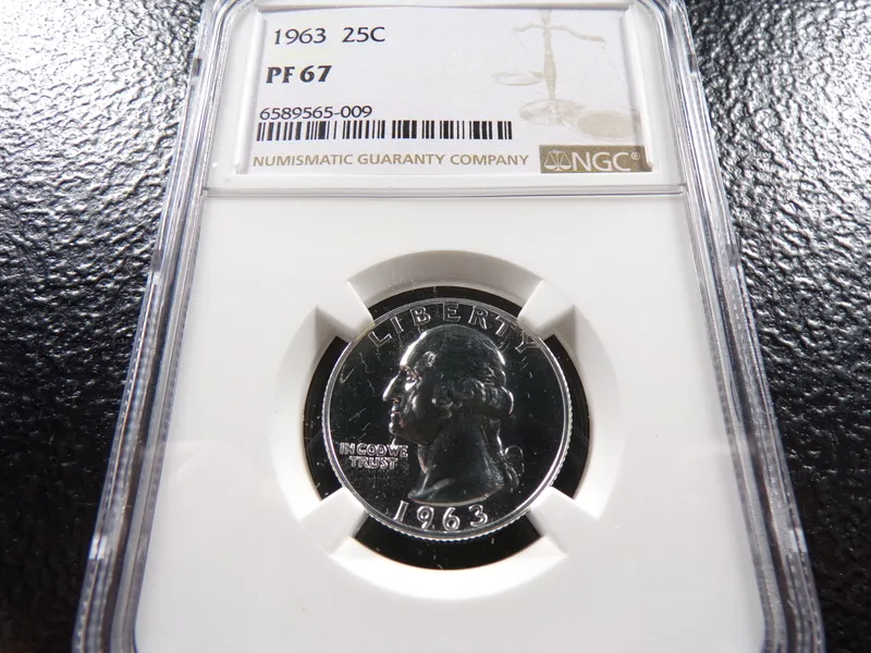 1963 NGC PF67 WASHINGTON SILVER PROOF QUARTER from auction in Englewood, Ohio