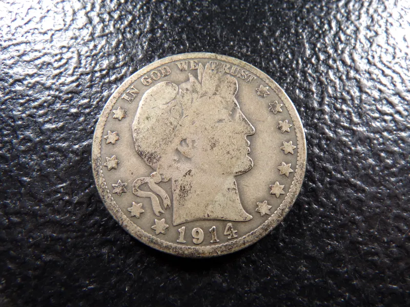 1914 KEY DATE BARBER SILVER HALF DOLLAR from auction in Englewood, Ohio