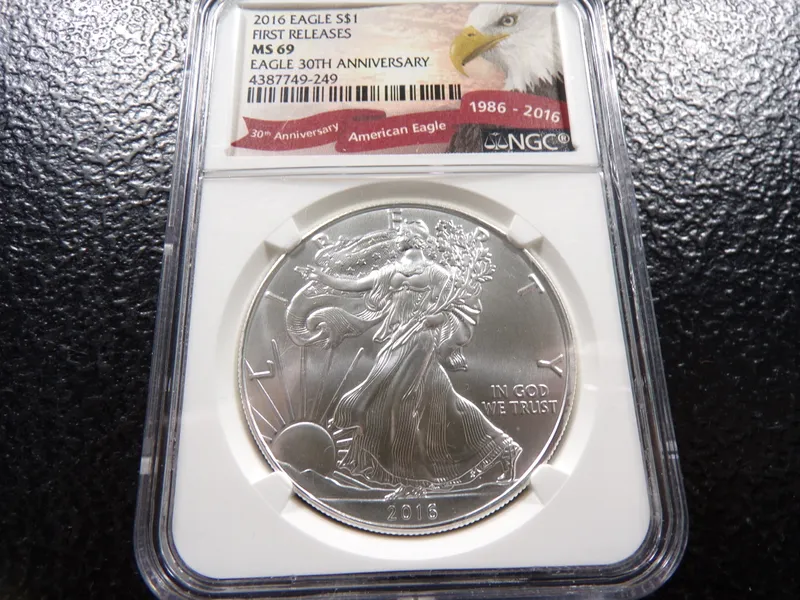 2016 NGC MS69 FIRST RELEASES AMERICAN SILVER EAGLE DOLLAR from auction in Englewood, Ohio