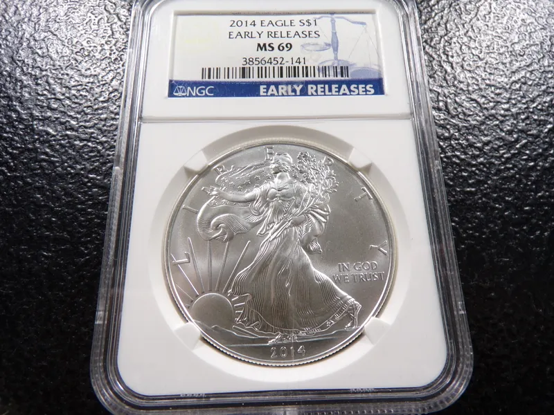 2014 NGC MS69 EARLY RELEASES AMERICAN SILVER EAGLE DOLLAR from auction in Englewood, Ohio