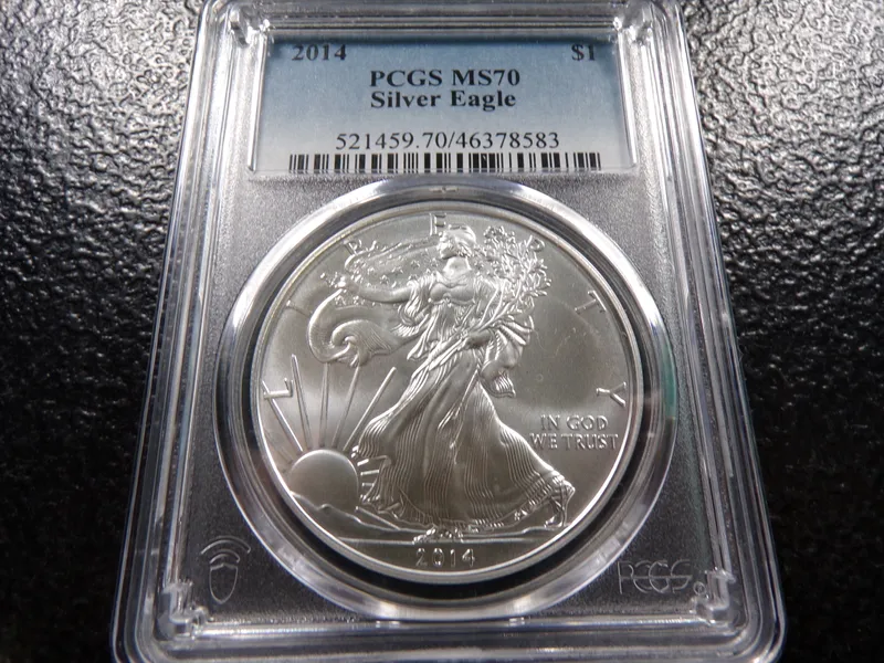 2014 PCGS MS70 AMERICAN SILVER EAGLE DOLLAR from auction in Englewood, Ohio
