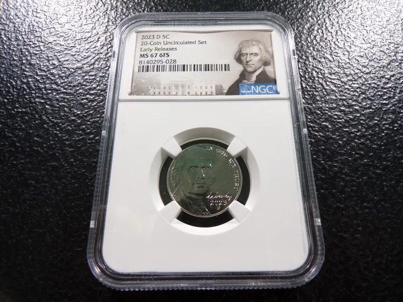 2023-D NGC MS67 6FS EARLY RELEASES JEFFERSON NICKEL from auction in Englewood, Ohio