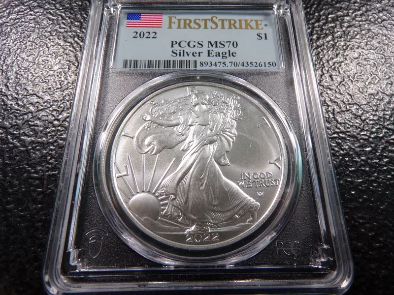 2022 PCGS MS70 FIRST STRIKE AMERICAN SILVER EAGLE DOLLAR from auction in Englewood, Ohio
