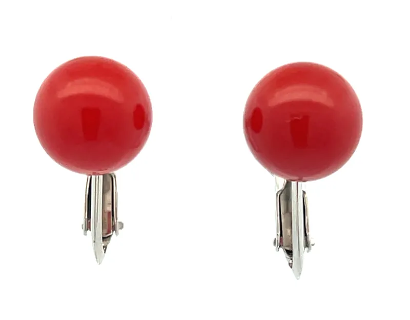 Non-pierced Coral Ball Earrings from auction in Port St Lucie, Florida