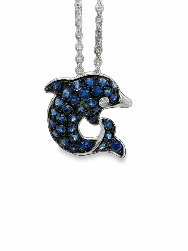 EFFY Sapphire Dolphin Pendant on Chain from auction in Port St Lucie, Florida