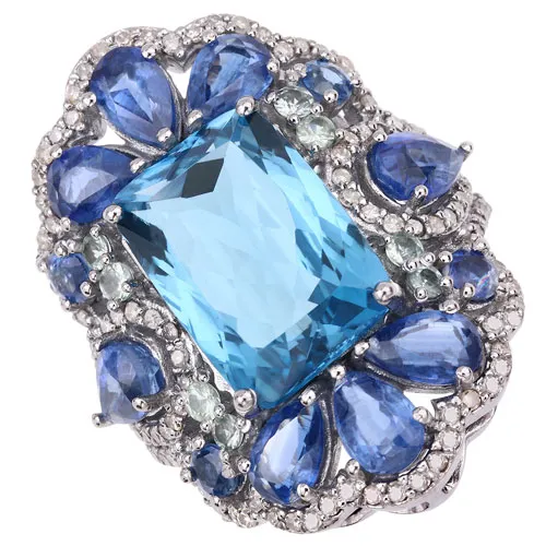 14.37 CT Multi Gemstone & Diamond Ring .925 Ring from auction in Port St Lucie, Florida