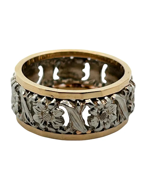 Two Tone Floral Band Ring from auction in Port St Lucie, Florida