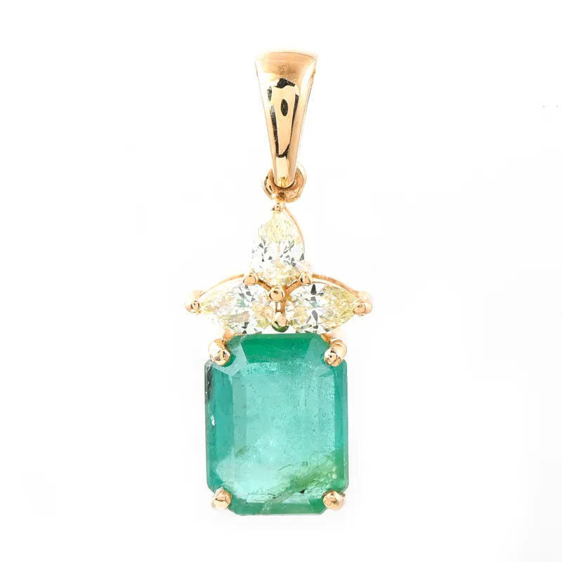 Natural Zambian Emerald & Diamond Petite Pendant from auction in Port St Lucie, Florida