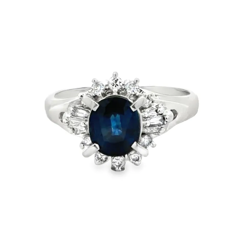Natural Sapphire and Diamond Ring in Platinum from auction in Port St Lucie, Florida