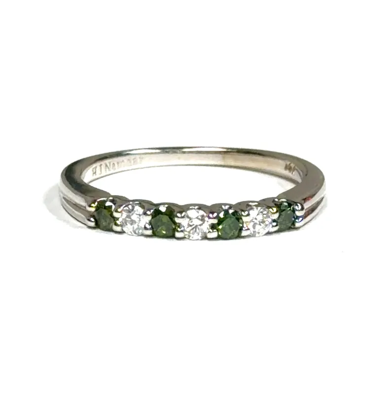 Natural Green & White Diamond Band Ring from auction in Port St Lucie, Florida