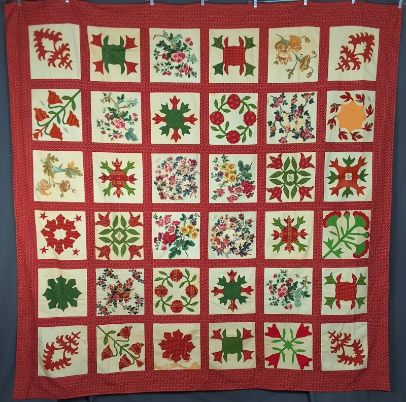 Antique c1856 Friendship Quilt Top - Monmouth County, NJ from auction in Princeton, New Jersey