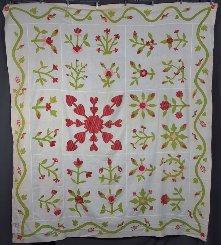 Antique c1860s Applique Quilt Top from auction in Princeton, New Jersey