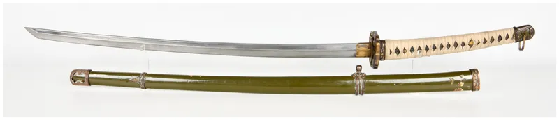 WWII Japanese Imperial Army Type 98 Officer Shin-gunto Katana Signed Yamakawa Hachiro from auction in Henderson, Texas