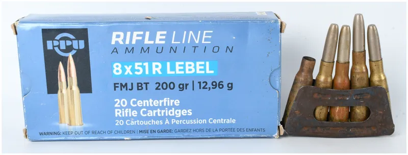 Prvi Partizan PPU Rifle Line Ammunition 8x51R Lebel with Berthier En-Bloc Clip from auction in Henderson, Texas