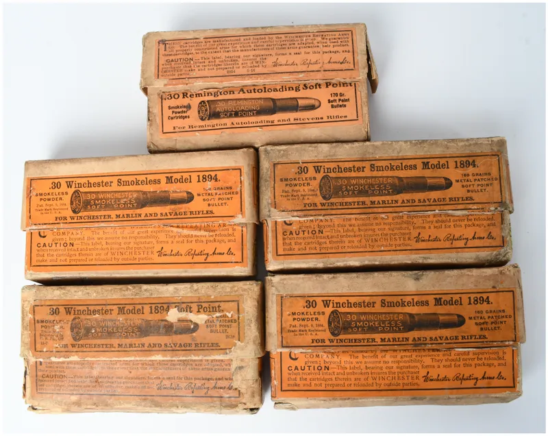 Winchester Repeating Arms Co. Model 1894 and Remington Autoloading Ammunition .30 Caliber with 94 Rounds from auction in Henderson, Texas