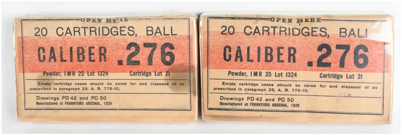 A Lot of 40 Frankford Arsenal .276 Pedersen Ball Ammunition 1929 from auction in Henderson, Texas