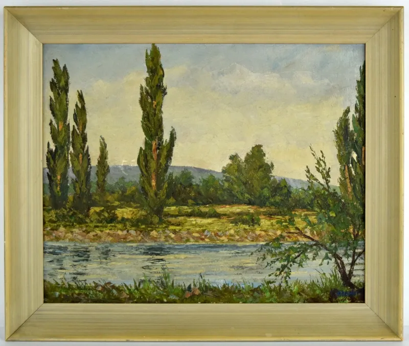 American/German Hans Ressdorf Oil On Canvas Landscape Painting from auction in Carrollton, Texas