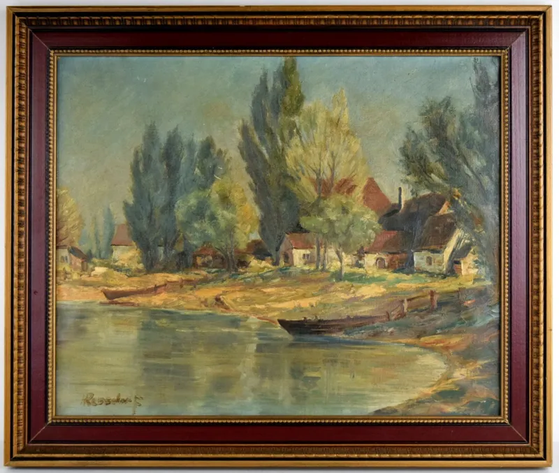 American/German Hans Ressdorf Oil On Canvas Landscape Painting from auction in Carrollton, Texas