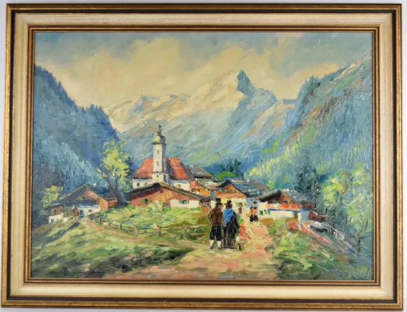 American/German Hans Ressdorf Oil On Canvas Landscape Painting from auction in Carrollton, Texas
