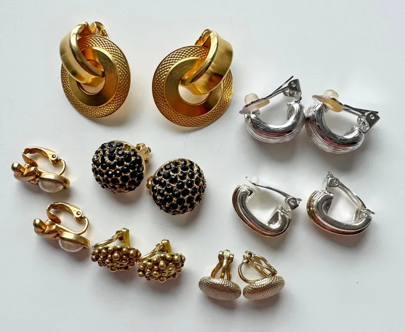Seven Pairs of Clip-on Earrings from auction in Cranston, Rhode Island