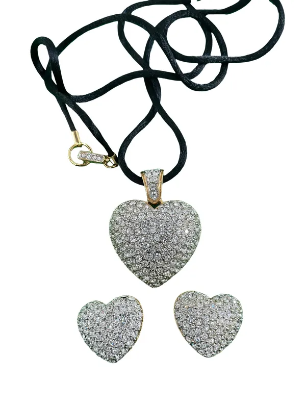 Swarovski Puffy Heart Necklace & Earrings from auction in Cranston, Rhode Island