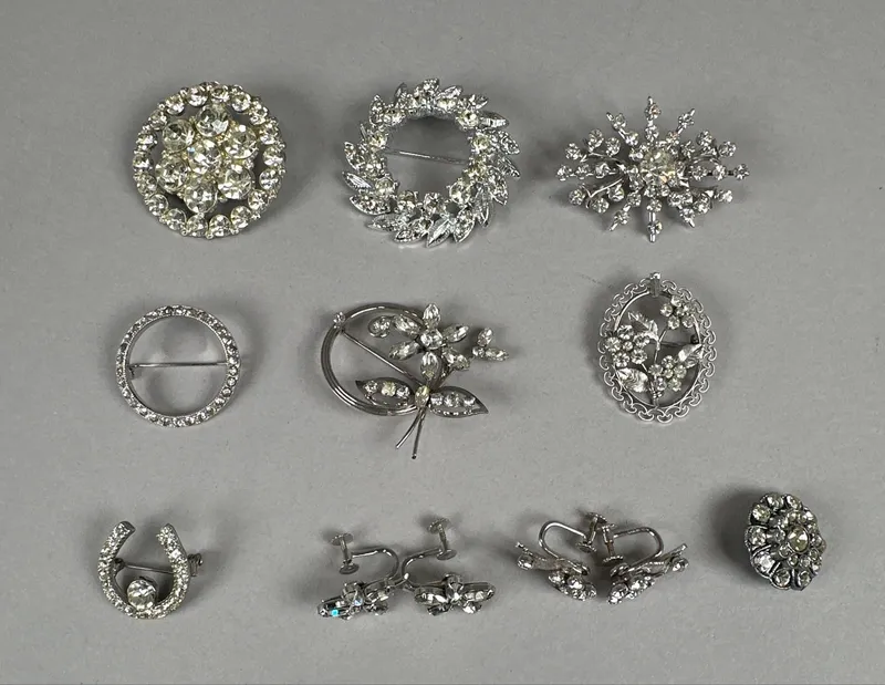 Vintage Rhinestone Earrings & Pins/Brooches, Krementz from auction in Cranston, Rhode Island