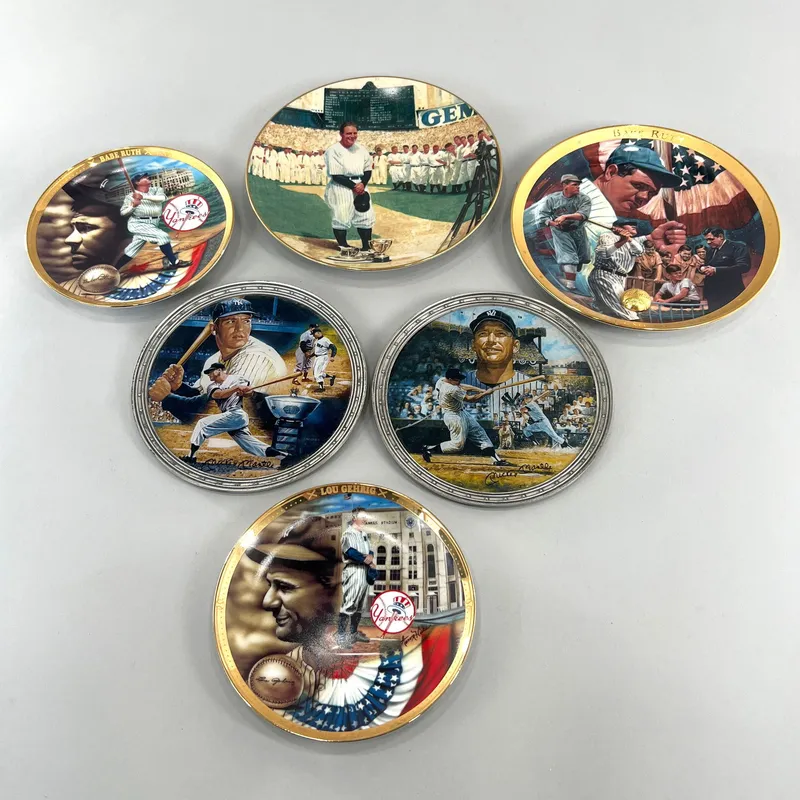 Group of Six New York Yankees Plates from auction in Cranston, Rhode Island