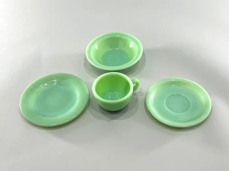 Group of Fire-King Jadeite Serveware from auction in Cranston, Rhode Island