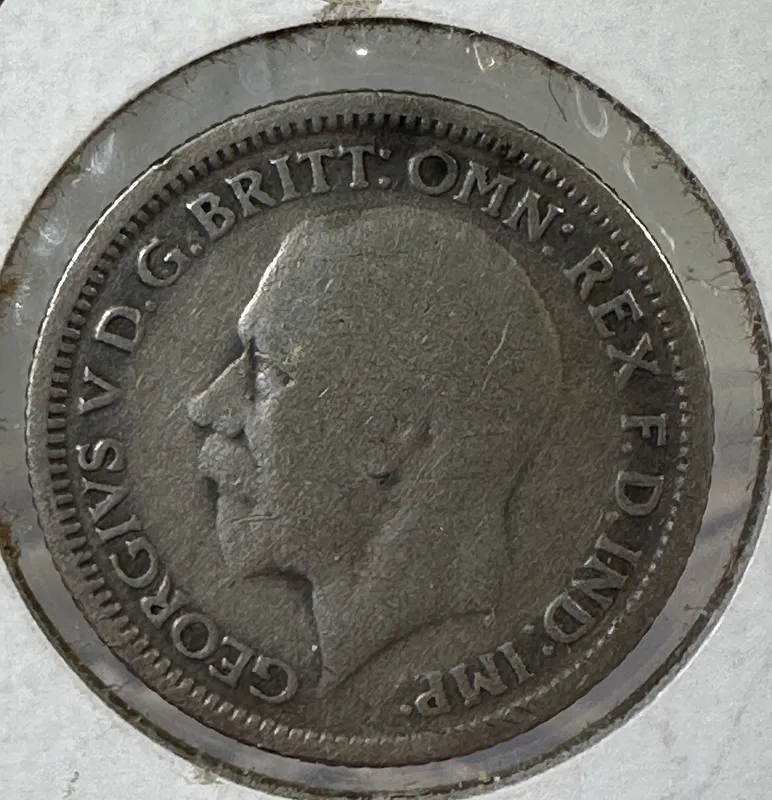 1928 Great Britain 6 Pence .500 Silver Coin - George V from auction in Cranston, Rhode Island