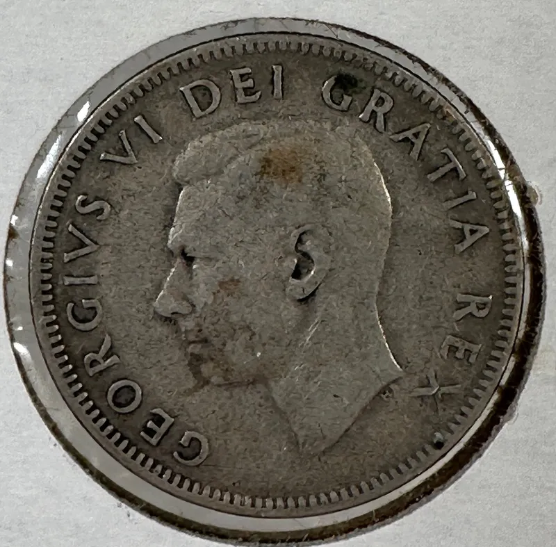 1950 Canada 25 Cents Coin - George VI from auction in Cranston, Rhode Island