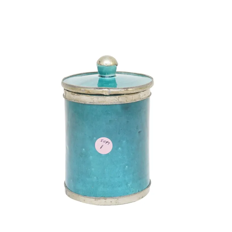 VINTAGE MOROCCAN POTTERY EMERALD GREEN JAR from auction in Mount Pleasant, South Carolina