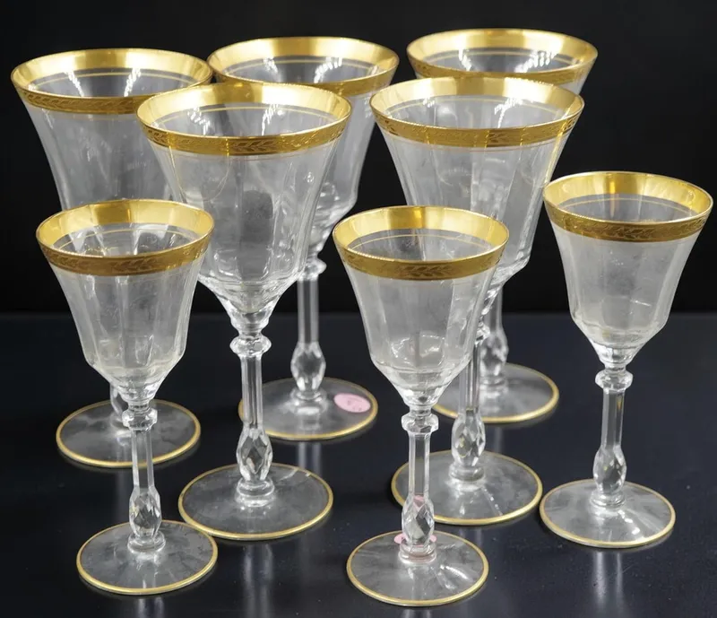 8 TIFFEN-FRANCISCAN LAUREL LEAF GOLD MID CENTURY from auction in Mount Pleasant, South Carolina