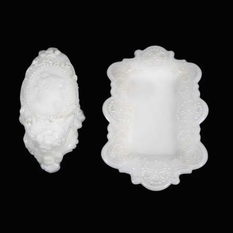 VINTAGE JENNY LIND FOSTORIA PIN BOX & MILK GLASS PIN TRAY from auction in Mount Pleasant, South Carolina