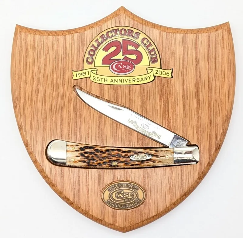 Ltd 2006 Case XX 25th Anni Collector's Club Dark Molasses Bone Large Trapper 6151 w/ Plaque from auction in IN, 