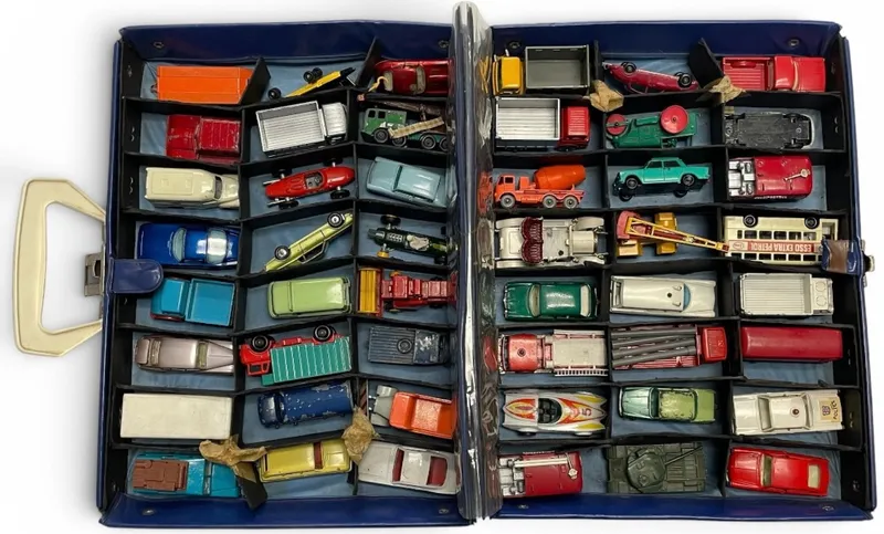 48 Matchbox Die Cast Cars and Carrying Case from auction in IN, 