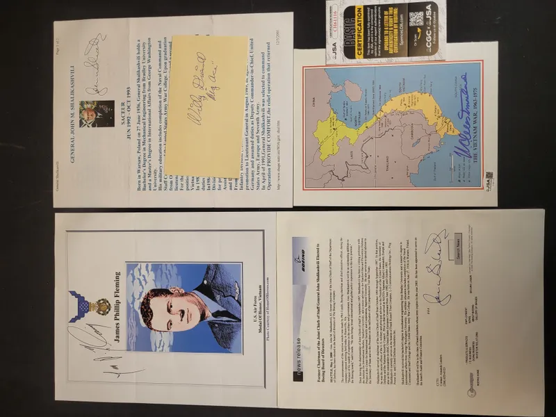I03385 | A Collection of Autographed United States Military Ephemera Including General William Westmoreland and Medal of Honor Recipient James Fleming from auction in Frederick, Maryland